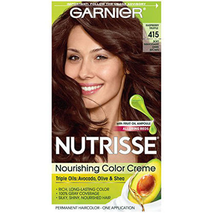 Picture of Garnier Nutrisse Nourishing Hair Color Creme, 415 Soft Mahogany Dark Brown (Raspberry Truffle) (Packaging May Vary)
