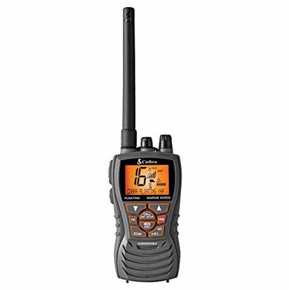 Picture of Cobra MR HH350 FLT Handheld Floating VHF Radio - 6 Watt, Submersible, Noise Cancelling Mic, Backlit LCD Display, NOAA Weather, Memory Scan, Grey