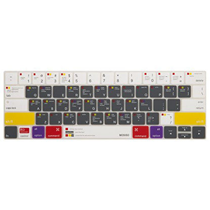 Picture of MOSISO Silicone Keyboard Cover Compatible with MacBook Pro with Touch Bar 13 and 15 inch 2019 2018 2017 2016 (Model: A2159, A1989, A1990, A1706, A1707) with Touch ID, Mac OS X Shortcut, White