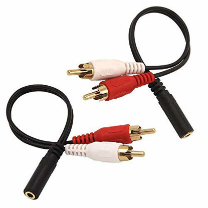 Picture of VCE 3.5mm Female to 2 RCA Male Stereo Audio Y Cable 2-Pack, Gold Plated Adapter Compatible for TV,Smartphones, MP3, Tablets, Speakers,Home Theater (8 inch)