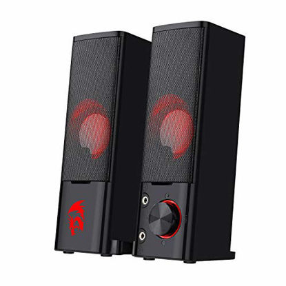 Picture of Redragon GS550 Orpheus PC Gaming Speakers, 2.0 Channel Stereo Desktop Computer Sound Bar with Compact Maneuverable Size, Headphone Jack, Quality Bass and Decent Red Backlit, USB Powered w/ 3.5mm Cable