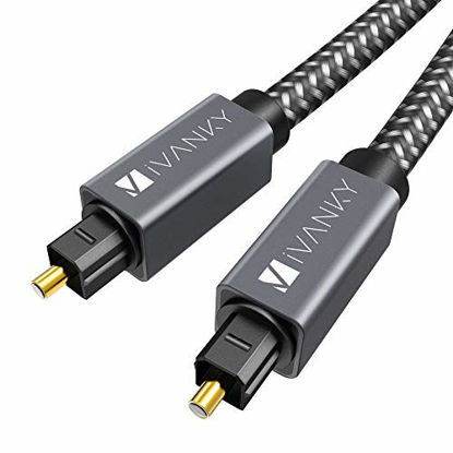 Picture of Optical Audio Cable, iVANKY Slim Optical Cable Digital Audio Cable for Home Theater, Sound Bar, TV, PS4, Xbox, Playstation, Astro A40/A50, Aluminum Shell, Nylon Braided Cable, 1M/3.28 Feet, Grey