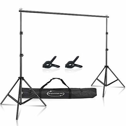 Picture of ShowMaven Background Stand, 6.4ft Height x 10ft Wide Adjustable Photo Backdrop Stand with Carry Bag for Photography Photo Video Studio, Photography Studio, Birthday Party (6.4ftx10ft)