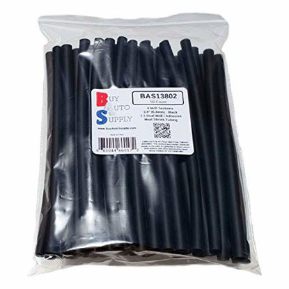Picture of Buy Auto Supply # BAS13802 (50 Count) Black 3:1 Heat Shrink Tubing Dual Wall Adhesive Lined, Automotive & Marine Grade - Size: I.D 1/4" (6.4mm) - 6 Inch Sections