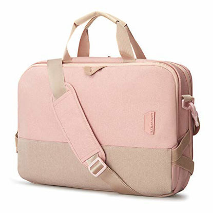 Picture of Laptop Bag,BAGSMART 15.6 Inch Laptop Shoulder Bag Office Bag for Women, Pink