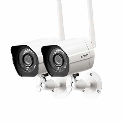 Picture of Zmodo Outdoor Security Camera Wireless (2 Pack), 1080p Full HD Home Security Camera System, Works with Alexa and Google Assistant, Silver (ZM-W0002-2)