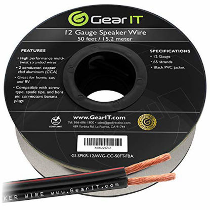 Picture of 12AWG Speaker Wire, GearIT Pro Series 12 AWG Gauge Speaker Wire Cable (50 Feet / 15.24 Meters) Great Use for Home Theater Speakers and Car Speakers Black