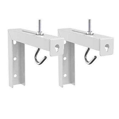 Picture of Universal Projector Screen L-Bracket Wall Hanging Mount 6 inch Adjustable Extension with Hook Manual, Spectrum and Perfect Screen Placement up to 66 lbs, 30 kg (PSM001), White