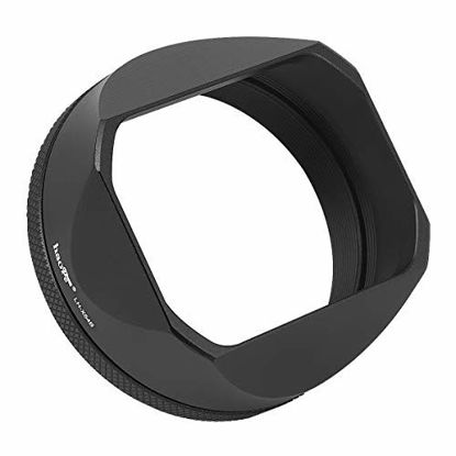 Picture of Haoge LH-X54B Square Metal Lens Hood with 49mm Adapter Ring for Fujifilm Fuji X100V Camera Black