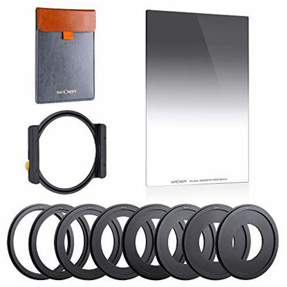 Picture of K&F Concept Anti-IR GND8(0.9) Square Lens Filter Kit, 100x150mm Soft Graduated ND Filter Set (3 Stop) HD Waterproof Scratch Resistant with 1 Metal Filter Holder and 8 Filter Adapter Rings