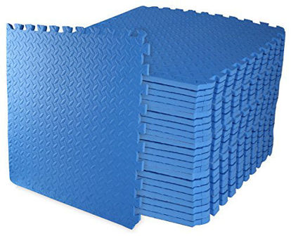 Picture of BalanceFrom Puzzle Exercise Mat with EVA Foam Interlocking Tiles (Blue), 3/4" Thick, 96 Square Feet - Pack of 24