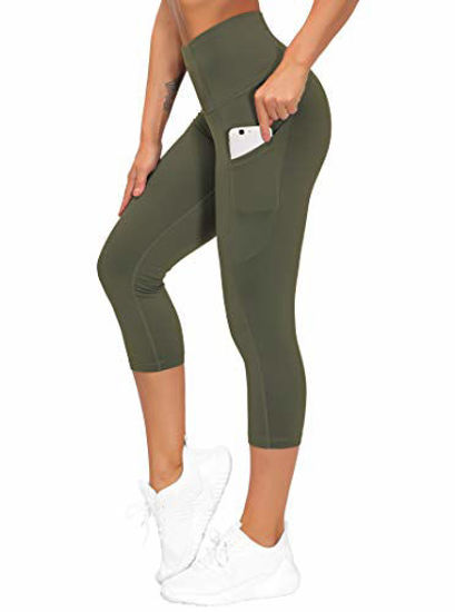 GetUSCart- THE GYM PEOPLE Thick High Waist Yoga Pants with Pockets, Tummy  Control Workout Running Yoga Leggings for Women (Medium, Z-Capris Olive  Green)
