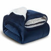 Picture of Bedsure Sherpa Fleece Blanket Throw Size Navy Lightweight Super Soft Cozy Luxury Bed Blanket Microfiber