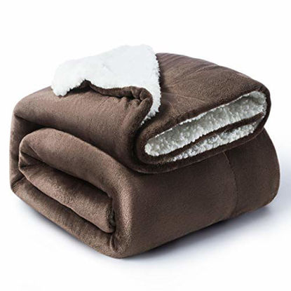 Picture of Bedsure Sherpa Fleece Blanket Throw Size Brown Plush Throw Blanket Fuzzy Soft Blanket Microfiber