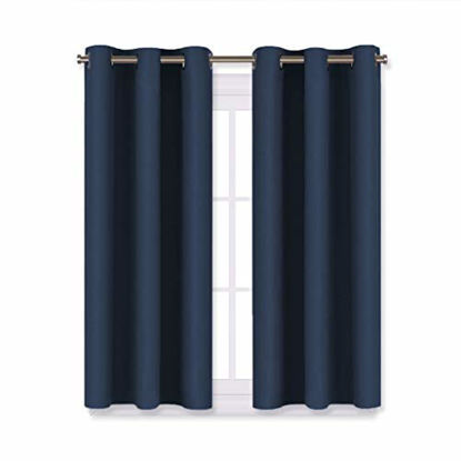 Picture of NICETOWN Blackout Draperies Curtains, All Season Thermal Insulated Solid Grommet Top Blackout Curtains/Drapes for Kid's Room (Navy, 1 Pair, 29 x 45 Inch)