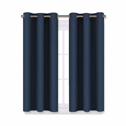 Picture of NICETOWN Blackout Draperies Curtains, All Season Thermal Insulated Solid Grommet Top Blackout Curtains/Drapes for Kid's Room (Navy, 1 Pair, 29 x 45 Inch)