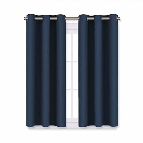 Picture of NICETOWN Blackout Draperies Curtains, All Season Thermal Insulated Solid Grommet Top Blackout Curtains/Drapes for Kid's Room (Navy, 1 Pair, 29 x 45 Inch)