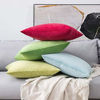 Picture of MIULEE Pack of 2 Velvet Pillow Covers Decorative Square Pillowcase Soft Solid Cushion Case for Decor Sofa Bedroom Car 18 x 18 Inch Red