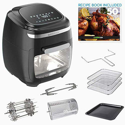 Picture of GoWISE USA GW77722 11.6-Quart Air Fryer Toaster Oven with Rotisserie & Dehydrator + 50 Recipes, Vibe, Black