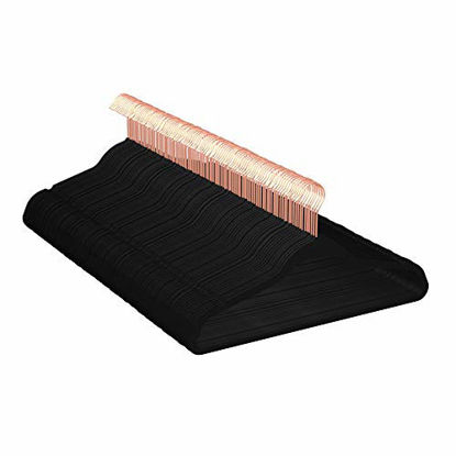 Picture of Amazon Basics Velvet Non-Slip Suit Clothes Hangers, Black/Rose Gold - Pack of 100