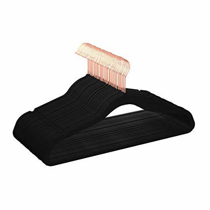 Picture of Amazon Basics Velvet Non-Slip Suit Clothes Hangers, Black/Rose Gold - Pack of 30