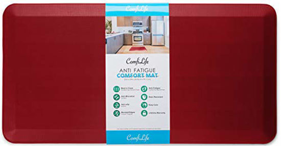 Picture of ComfiLife Anti Fatigue Floor Mat - 3/4 Inch Thick Perfect Kitchen Mat, Standing Desk Mat - Comfort at Home, Office, Garage - Durable - Stain Resistant - Non-Slip Bottom (24" x 70", Red)