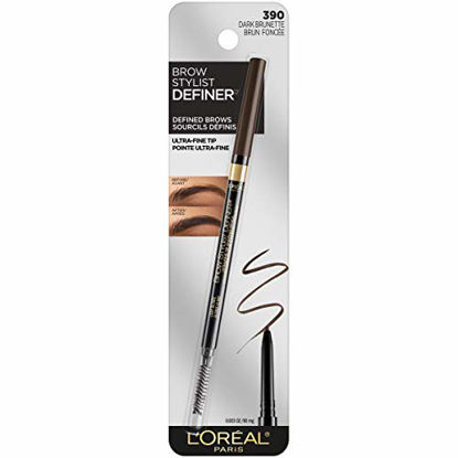 Picture of L'Oreal Paris Makeup Brow Stylist Definer Waterproof Eyebrow Pencil, Ultra-Fine Mechanical Pencil, Draws Tiny Brow Hairs and Fills in Sparse Areas and Gaps, Dark Brunette, 0.003 Ounce (Pack of 1)