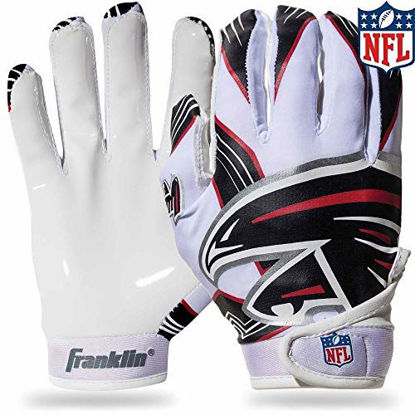 Picture of Franklin Sports Atlanta Falcons Youth NFL Football Receiver Gloves - Receiver Gloves For Kids - NFL Team Logos and Silicone Palm - Youth M/L Pair