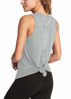 Picture of Mippo Workout Clothes for Women Sexy Open Back Yoga Tops Mesh Tie Back Muscle Tank Workout Shirts Sleeveless Cute Fitness Active Tank Tops Comfort Sports Gym Clothes Fashion 2020 Gray S