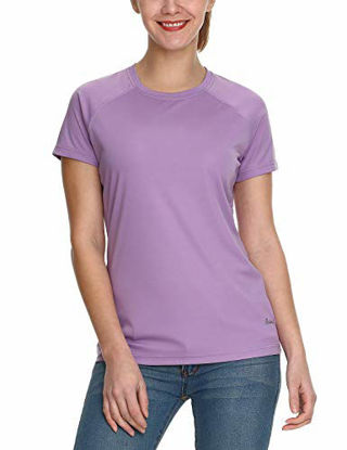 Picture of BALEAF Women's UPF 50+ UV Sun Protection T-Shirt Outdoor Performance Short Sleeve Purple Size S