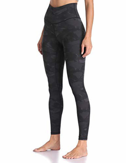 Colorfulkoala Women's High Waisted Pattern Leggings Full-Length Yoga Pants  (S, Deep Grey Splinter Camo)