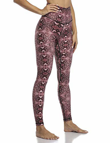 GetUSCart- Colorfulkoala Women's High Waisted Pattern Leggings Full-Length  Yoga Pants (S, Reddish Brown Snake Print)