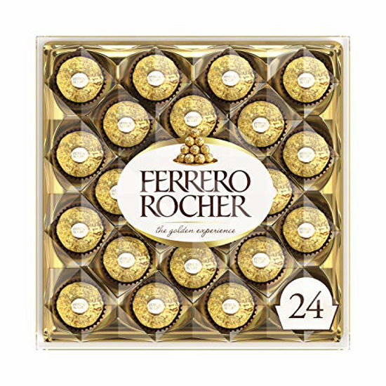 Picture of Ferrero Rocher Fine Hazelnut Milk Chocolate, 24 Count, Chocolate Candy Gift Box, 10.5 Oz, Perfect Easter Egg and Basket Stuffers