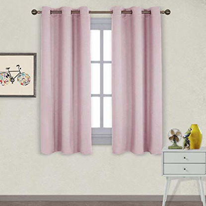 Picture of NICETOWN Nursery Essential Thermal Insulated Solid Grommet Top Blackout Curtains/Drapes (1 Pair, 42 x 63 inches in Baby Pink)
