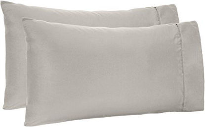 Picture of Amazon Basics Light-Weight Microfiber Pillowcases - 2-Pack, Standard, Light Grey