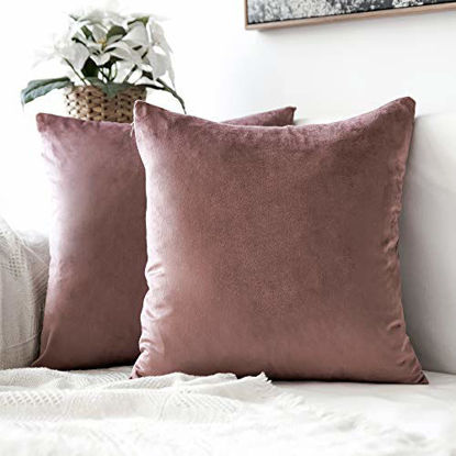 Picture of MIULEE Pack of 2 Decorative Velvet Pillow Covers Soft Square Throw Pillow Covers Solid Cushion Covers Jam Pillow Cases for Sofa Bedroom Car 18 x 18 Inch 45 x 45 cm