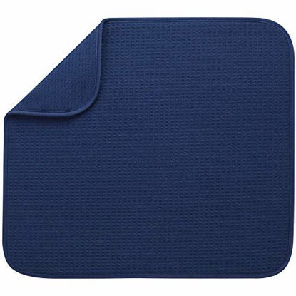 Picture of S&T INC. Absorbent, Reversible Microfiber Dish Drying Mat for Kitchen, 16 Inch x 18 Inch, Navy