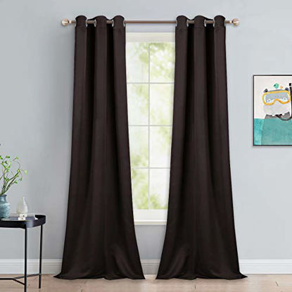 Picture of NICETOWN Blackout Thick Window Curtains - Thermal Insulated Grommet Drape Panels for Bedroom and Living Room (Brown, Set of 2, W42 x L90)