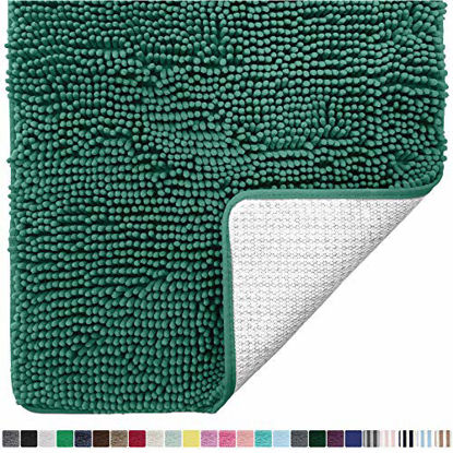 Picture of Gorilla Grip Original Luxury Chenille Bathroom Rug Mat, 48x24, Extra Soft and Absorbent Shaggy Rugs, Machine Wash and Dry, Perfect Plush Carpet Mats for Tub, Shower, and Bath Room, Emerald