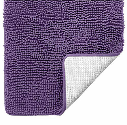 Picture of Gorilla Grip Original Luxury Chenille Bathroom Rug Mat, 70x24, Extra Soft and Absorbent Shaggy Rugs, Machine Wash and Dry, Perfect Plush Carpet Mats for Tub, Shower, and Bath Room, Violet
