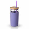 Picture of Tronco 20oz Glass Tumbler Glass Water Bottle Straw Silicone Protective Sleeve Bamboo Lid - BPA Free (Lilac)