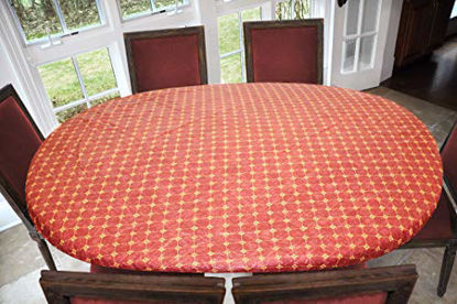Picture of Covers For The Home Deluxe Elastic Edged Flannel Backed Vinyl Fitted Table Cover - Fashion Diamond (Rust) Pattern - Oblong/Oval - Fits Tables up to 48" W x 68" L