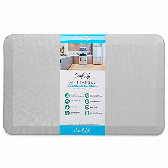 Picture of ComfiLife Anti Fatigue Floor Mat - 3/4 Inch Thick Perfect Kitchen Mat, Standing Desk Mat - Comfort at Home, Office, Garage - Durable - Stain Resistant - Non-Slip Bottom (20" x 32", Silver)