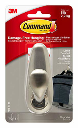 Picture of Command Metal Hook, Decorate Damage-Free, Indoor Use (FC13-BN-ES), Brushed Nickel