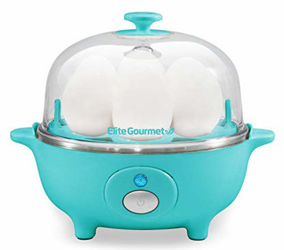 Picture of Elite Cuisine EGC-007T Easy Electric Egg Poacher, Omelet & Soft, Medium, Hard-Boiled Egg Cooker with Auto-Shut off and Buzzer, 7 Egg Capacity, Teal
