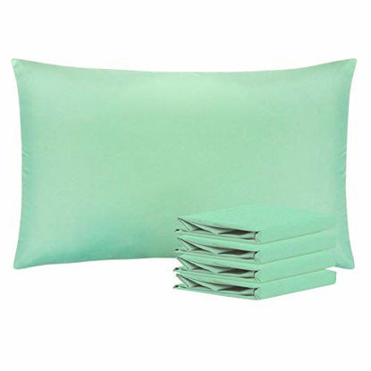 Picture of NTBAY Queen Pillowcases Set of 4, 100% Brushed Microfiber, Soft and Cozy, Wrinkle, Fade, Stain Resistant with Envelope Closure, 20"x 30", Sea Green