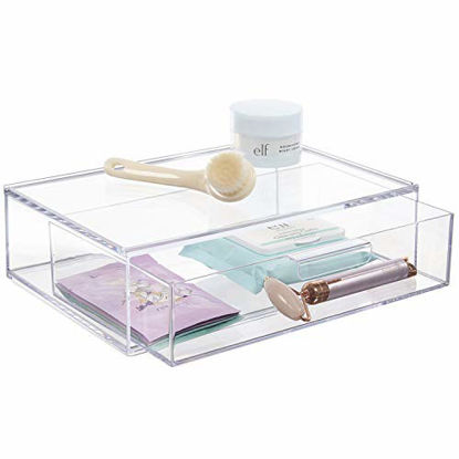 STORi Audrey Stackable Clear Bin Plastic Organizer Drawers, 2 Piece Set, Organize Cosmetics and Beauty Supplies on a Vanity, Made in USA
