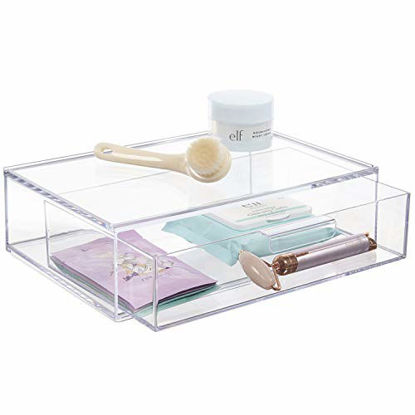  STORi Audrey Stackable Clear Bin Plastic Organizer Drawers, 2  Piece Set, Organize Cosmetics and Beauty Supplies on a Vanity