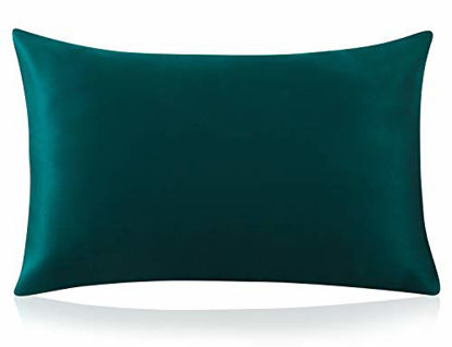Picture of ZIMASILK 100% Mulberry Silk Pillowcase for Hair and Skin Health,Both Sides 19 Momme Silk,1pc (Standard 20''x26'', Blackish Green)