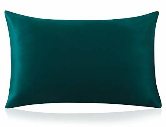 Picture of ZIMASILK 100% Mulberry Silk Pillowcase for Hair and Skin Health,Both Sides 19 Momme Silk,1pc (Standard 20''x26'', Blackish Green)